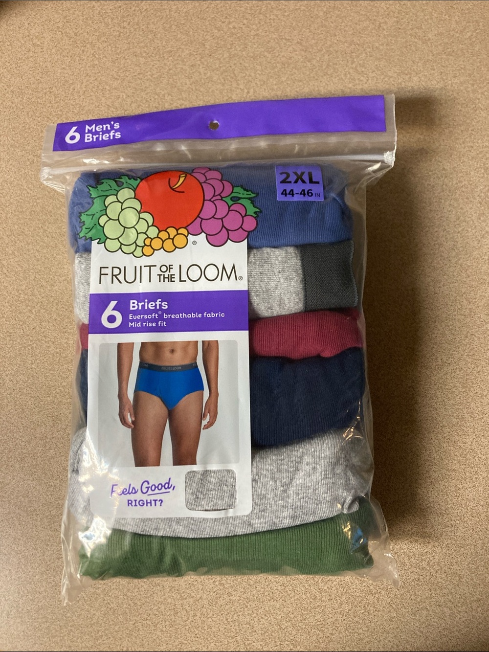 Fruit of the Loom Men's Briefs 6-Pack - Blue, Gray, Navy, Maroon, Green, Purple